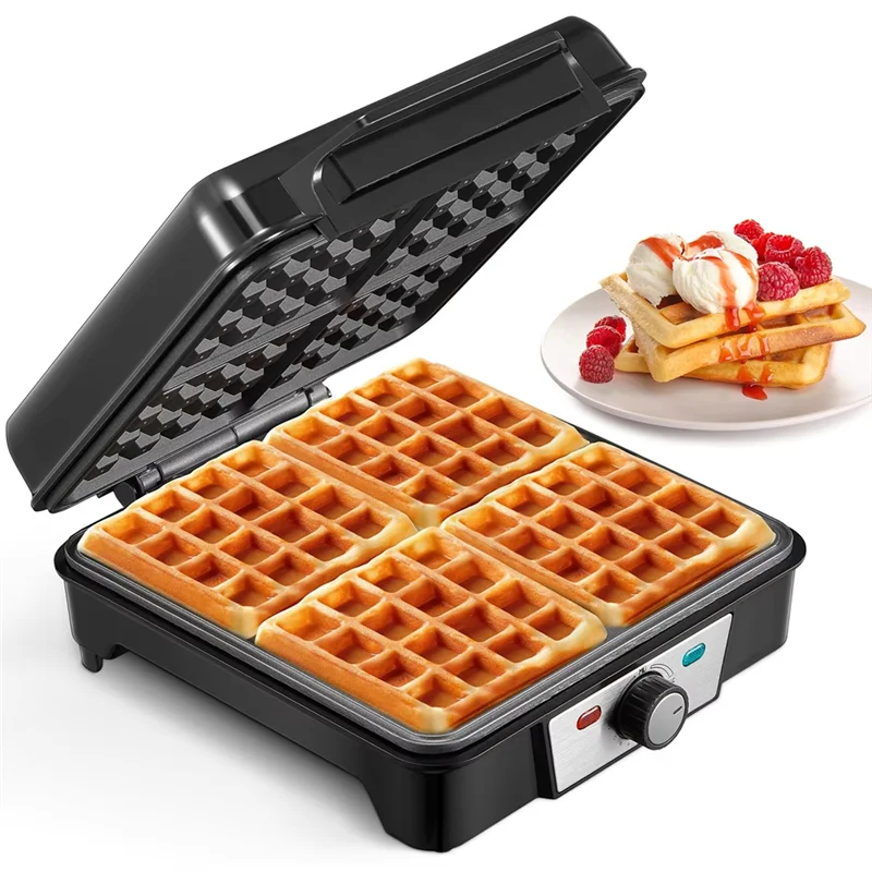 A19I-4-Slice Waffles Maker Compact Square Design Nonstick Iron Double-Sided Heating EU Plug