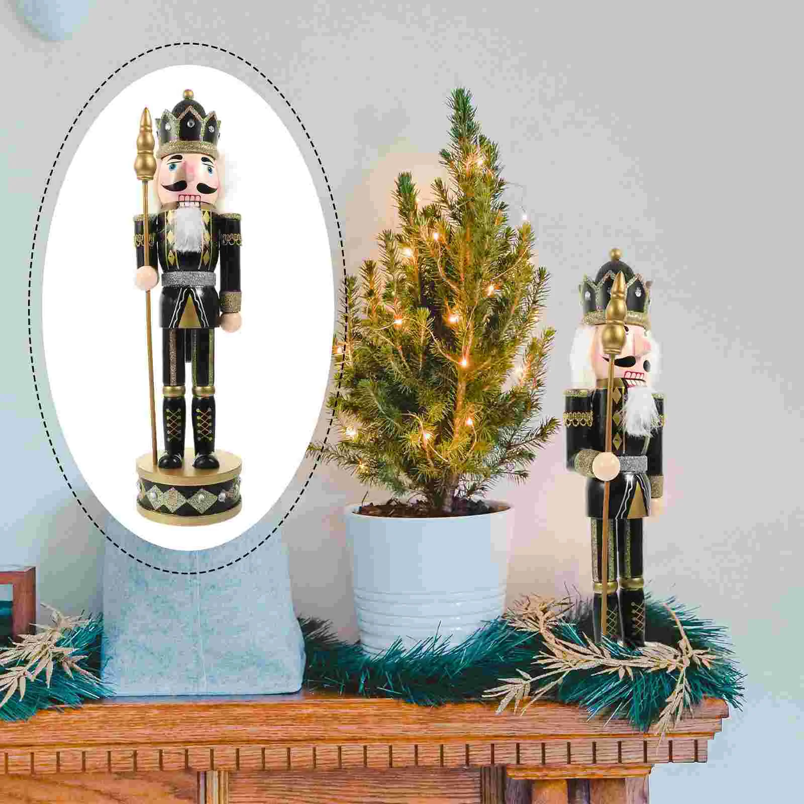 Nutcracker Soldier Xmas Party Favor Traditional Clip Ornament Golden Wood Nutcrackers Desktop