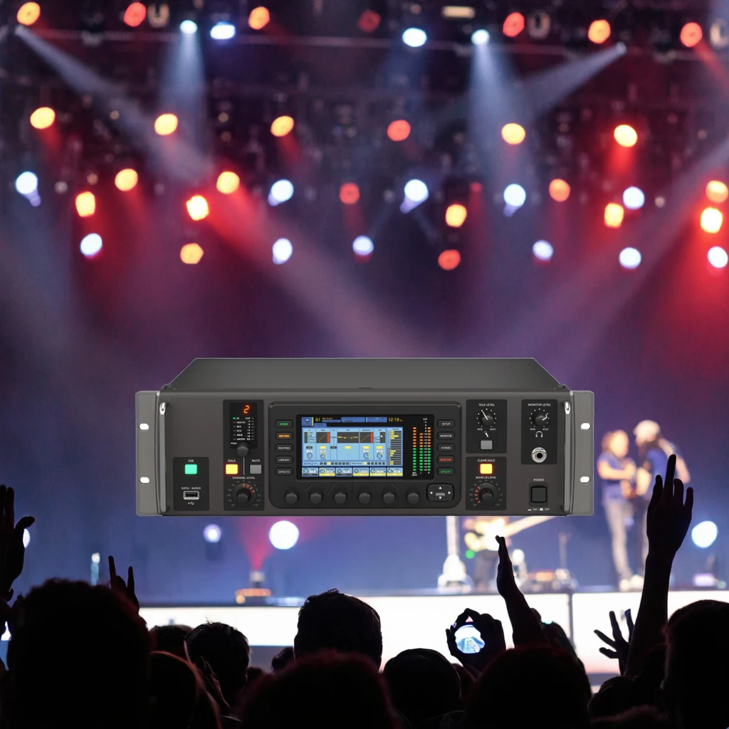 X32 Rack Профессиональный DJ-контроллер и цифровой аудиомикшер с пластиковым пультом управления эффектами и функцией Beat Effects для использования на сцене.
