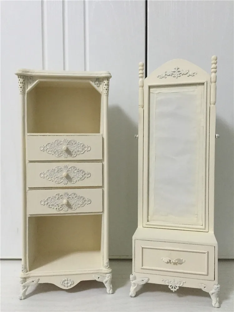 1:6 1:8 Domek dla lalek Mini model Akcesoria meblowe Retro Gablota Pełne lustro Bjd Blyth Żołnierz Lol miniaturowy wystrój