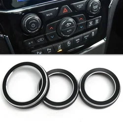 3Pcs For Jeep Grand For Cherokee 2014-2021 Car Interior Volume AC Radio Switch Knob Button Cover Ring Trim Car Styling Trim