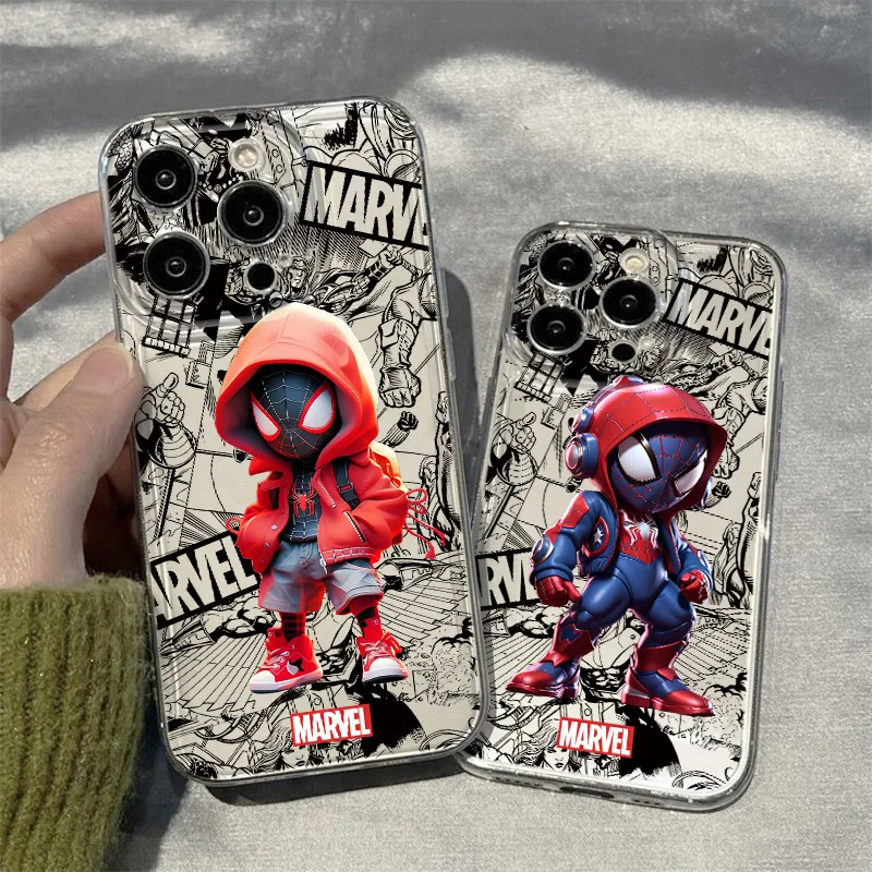 Marvel Spider man Fashion Boy For Realme10 9 C30 53 63 Narzo50 Find X5 Reno12 11 10 8 7 6 Pro Plus Transparent Space Phone Case