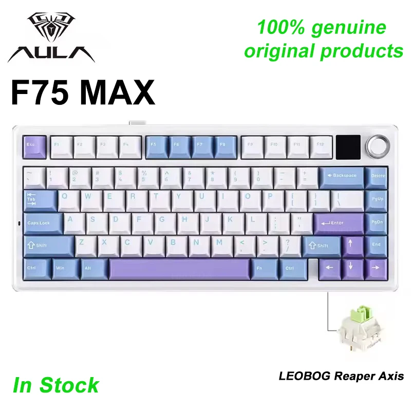 AULA F75 MAX Customized Wireless Tri-mode Mechanical Keyboard Wireless Hot-Swap RGB 75% 80 Keys E-sports Gaming Office Keyboard