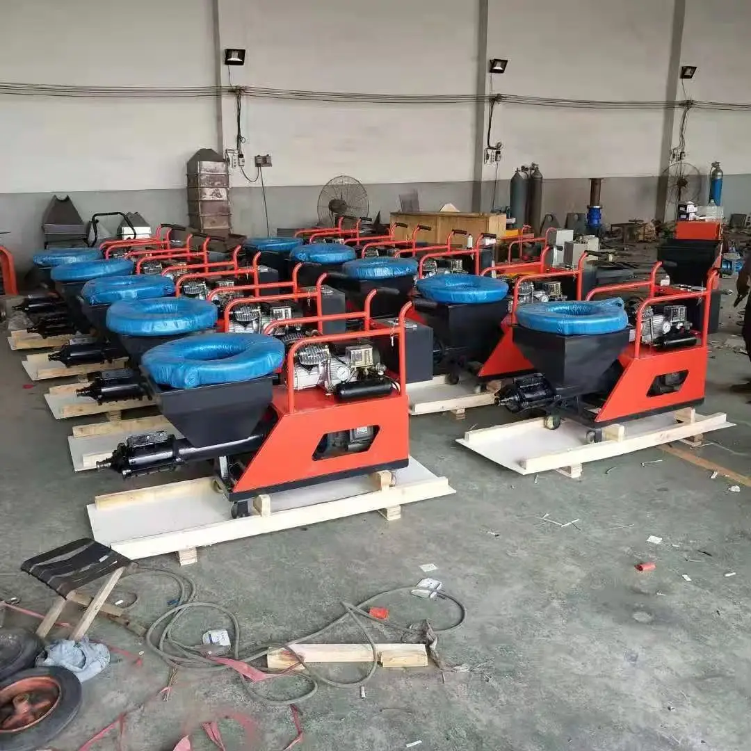 Mortar Spraying Machine Cement Sprayer Wall Plaster Electric 380V 7.5KW 100L Hopper Automatic with Mixer for Interior Gypsum