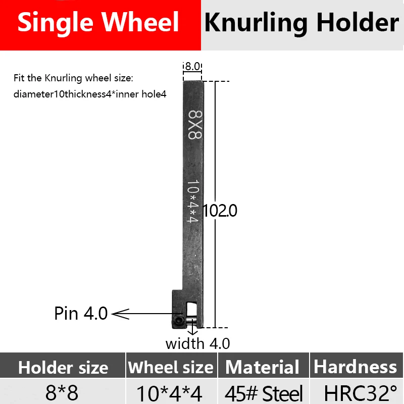 Uchwyt radełkowany 8 * 8 mm 10 * 4 * 4 z pojedynczym kołem do tokarki