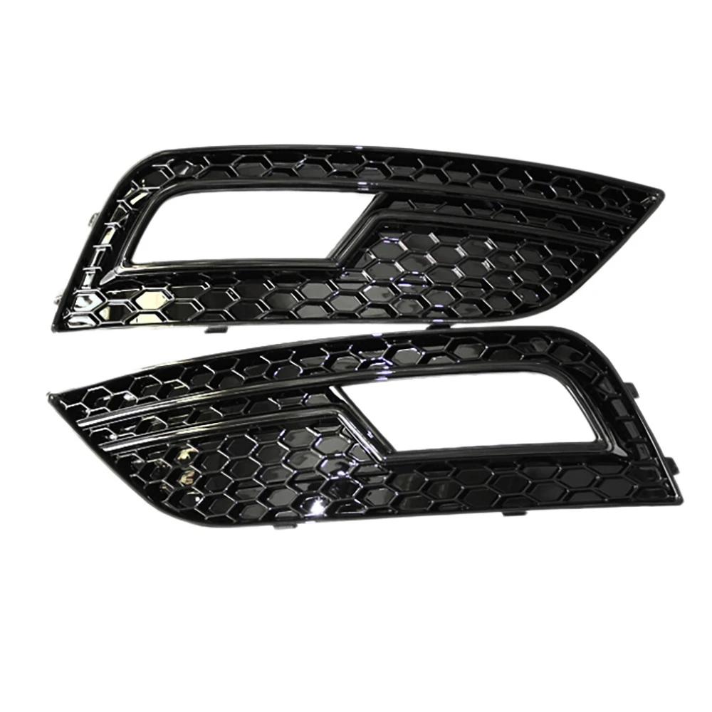 1Pair Car Front Fog Light Grill Cover for-Audi A4LB9 S4 RS4 A4 B8.5 2012-2015 Honeycomb Grille Black