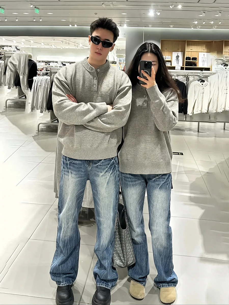 

Blue Lightning Cra Waed Jeans Men's Autumn Winter High Street Micro Flared Knife Straight Leg Long Trousers