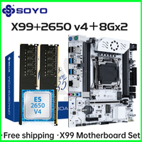 Gaming Motherboard Set SOYO X99 C612chip with Intel Xeon E5 2650 V4 CPU& DDR4 ECC 8G*2 2133MHz RAM M.2 NVME for Desktop PC
