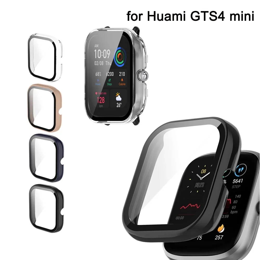 

Case For Huami Amazfit GTS4 mini GTS 4 mini Fashion Hard PC Frame Bumper Cover + HD Tempered Glass Anti-scratch Screen Protector