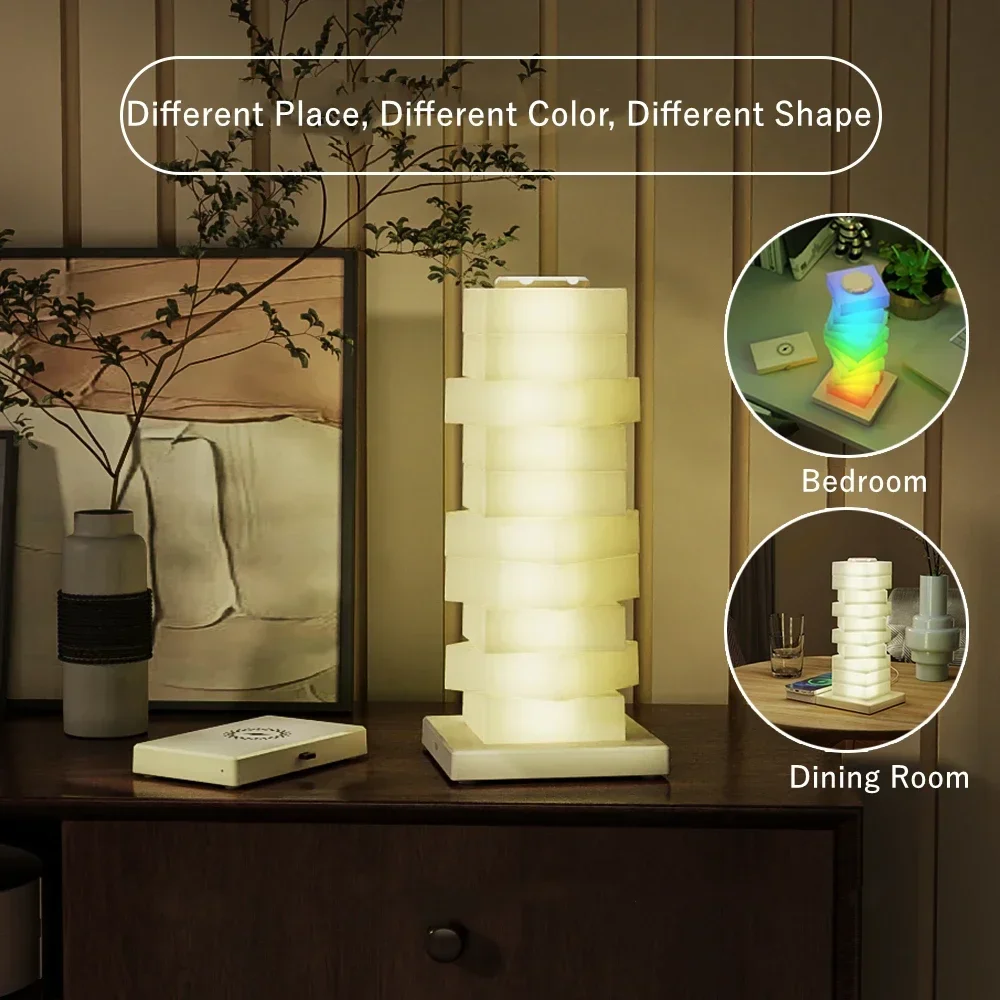 RGB Desk Lamp DIY with Wireless Charger Creative Bedside Night Light Gradient Home Atmosphere Decoration Small Night Light