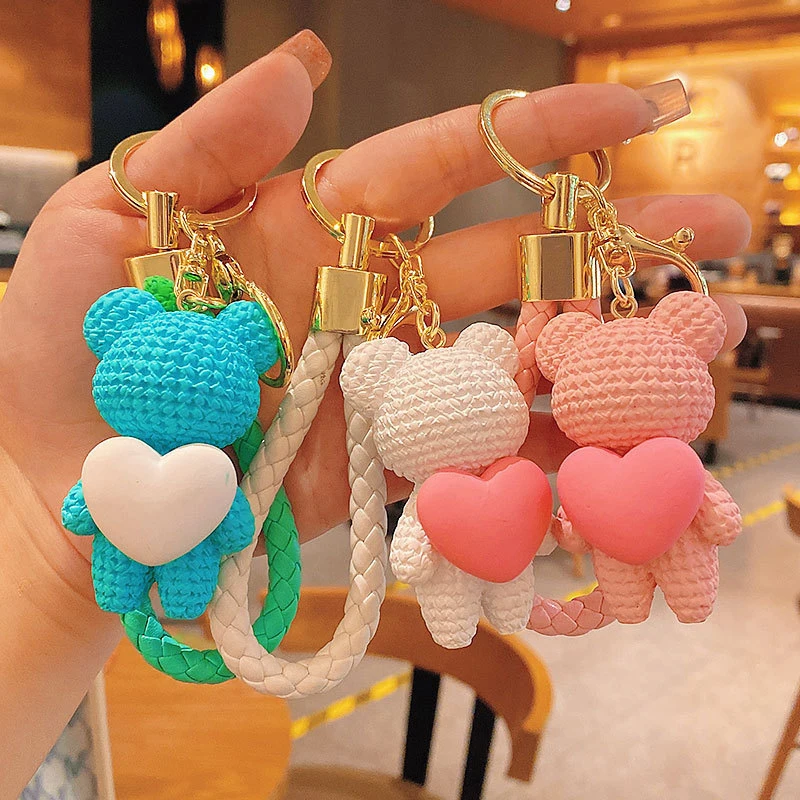 

Lovely Bear Keychain Cartoon Love Bear Couple Keychain Fashion Bear Keychain Pendant Backpack Decoration Accessories Gifts