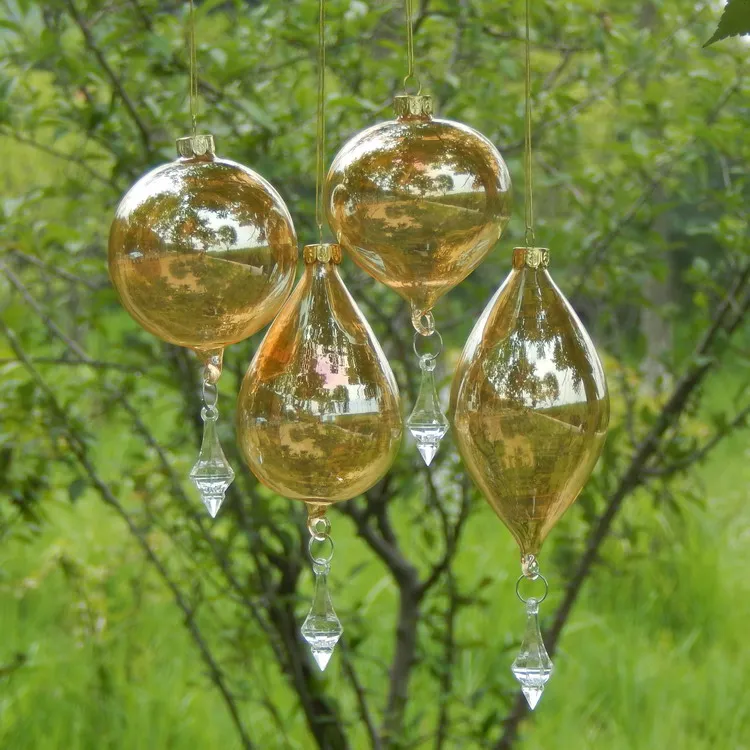 Transparent gold glass Christmas ball handicraft pendant