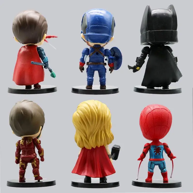 Marvel Comics Doll The Avengers 6pcs Superhero Hand Spider-man 9cm Doll Model Collection Room Car Ornaments Children's Gift Toys