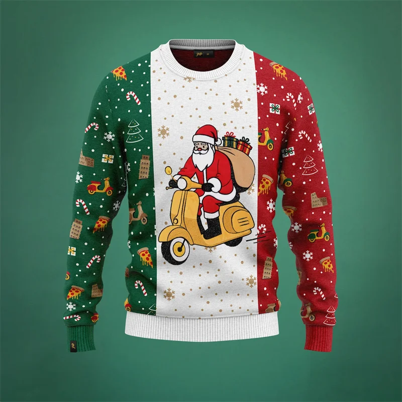 مضحك 3D طباعة سانتا القبيح عيد الميلاد سترة تأثيري كرة القدم الرياضة عارضة فضفاض البلوز البلوز عيد ميلاد سعيد الرجال سترة #1