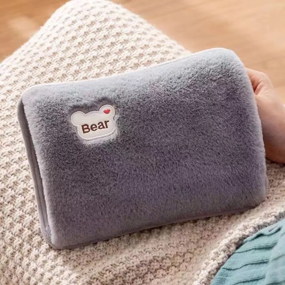 Electric Hot Water Bag Reusable Plush Hot Water Bottle EU Plug Charging Heating Water Bags Winter Warm Hand Pocket