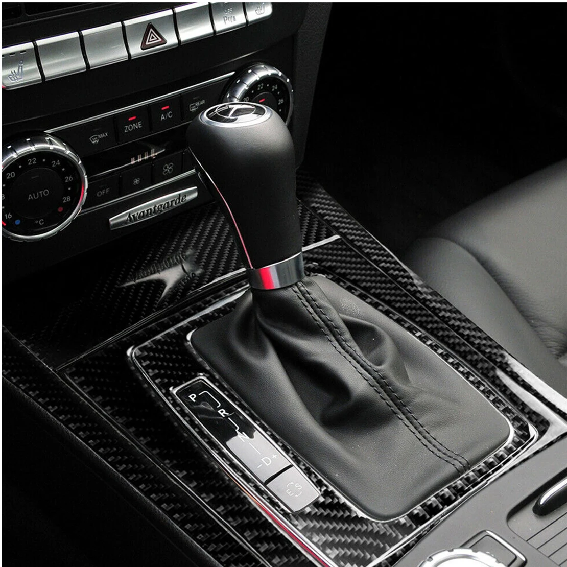 Car Central Console Gear Shift Panel Cover Trim Kit Carbon Fiber Black Fit for Mercedes-Benz C-class W204 2007-2012 2013 LHD