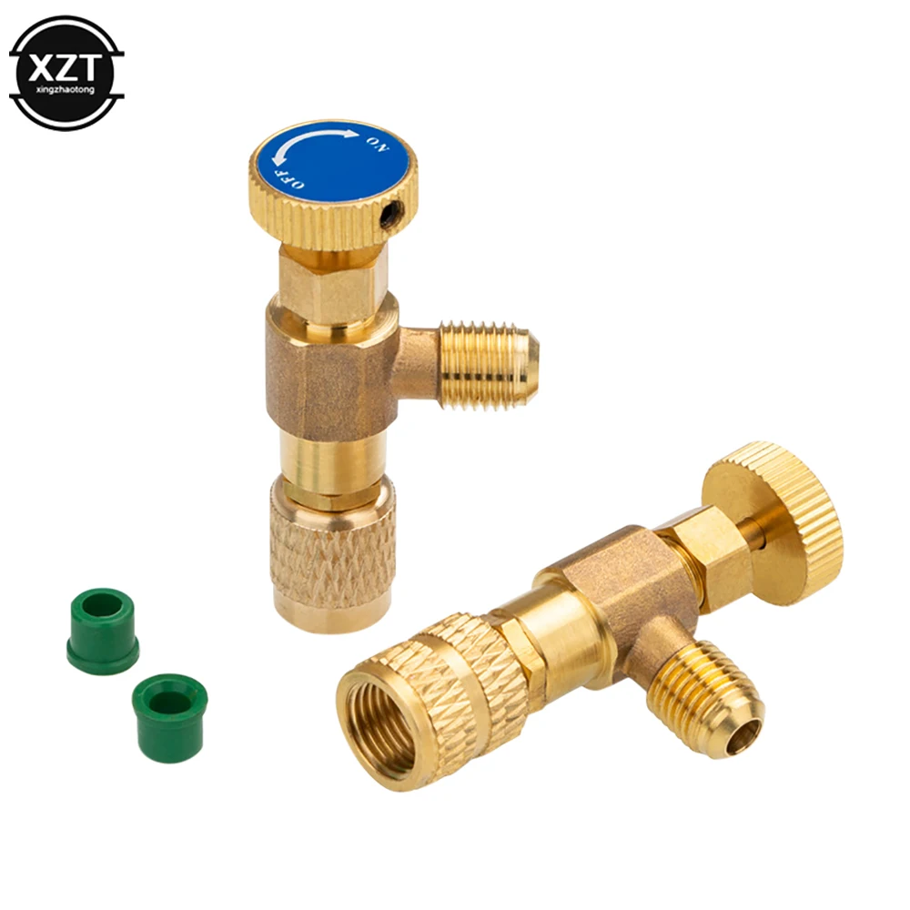 2PCS R410 Air Conditioning Refrigerant Safety Valve 1/4 Adapter Fitting Refrigeration Repair And Fluoride R22 Refrigeration Tool