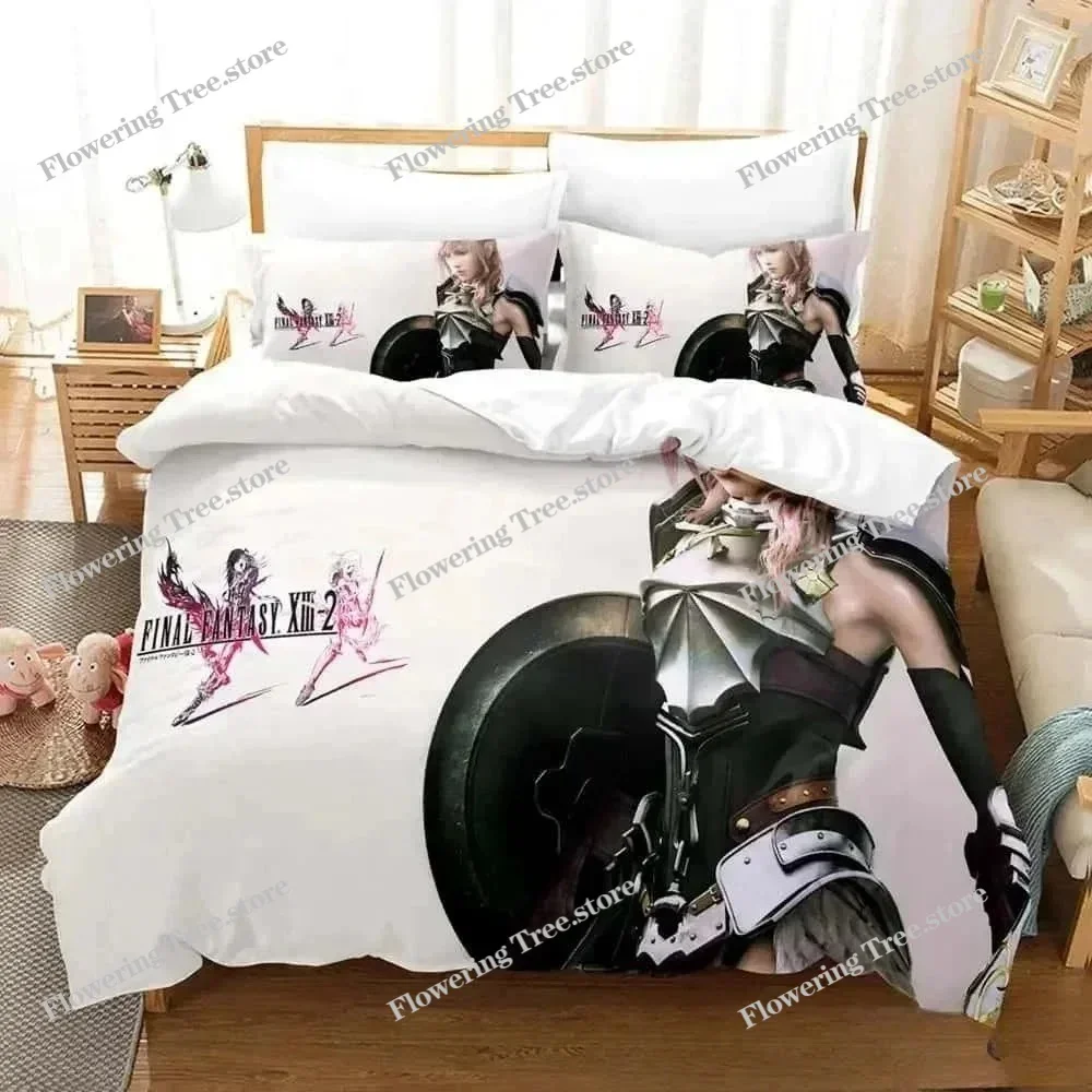 New 3D Print Anime Game FINAL FANTASY XIII-2 Bedding Set Boys Girls Twin Queen King Size Duvet Cover Pillowcase Bed Boys Adult