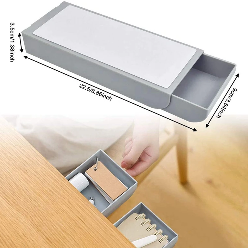 2 Pcs Self-Adhesive Desk Drawer  Desk Drawer Pencil Tray  Desk Shelf  Pencil Tray Under Desk