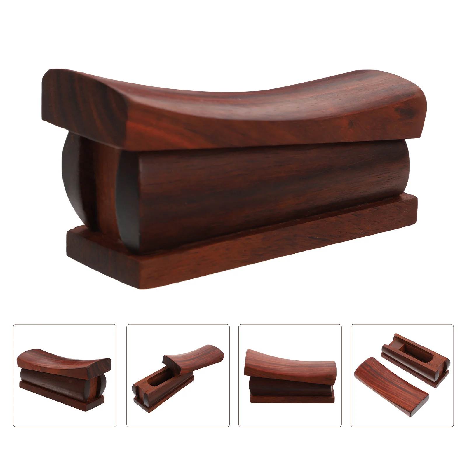 

1Pcs Chinese Traditional Sandalwood Coffin Handicraft Carving Desktop Ornament Home Wealth Enhancing Statue
