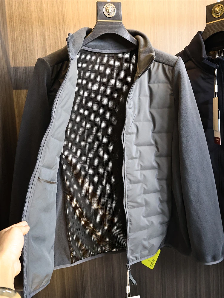 

Повседневный мужской пуховый воротник-стойка, ветрозащитный, теплый, 90% белый, с наполнителем Du down, модный, осенне-зимний, из полиэфирного волокна