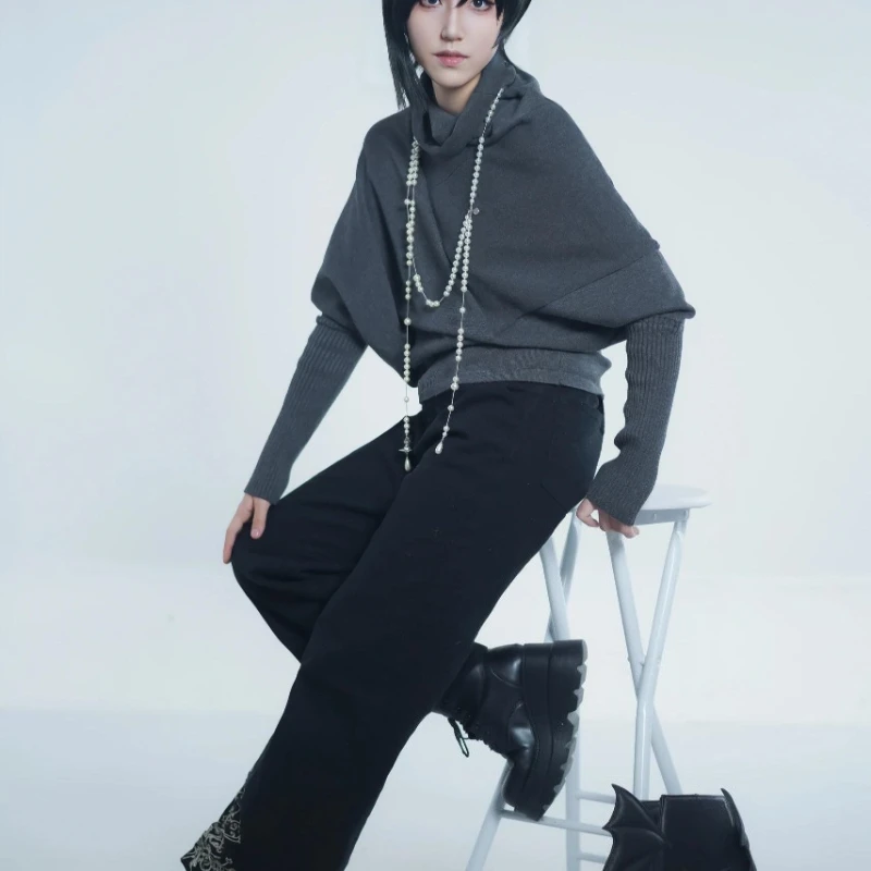 

Американские винтажные осенние свитера 2000-х годов с тонкими рукавами «летучая мышь» Y2k, однотонные субкультуры, повседневные пуловеры с длинными рукавами, шикарные футболки