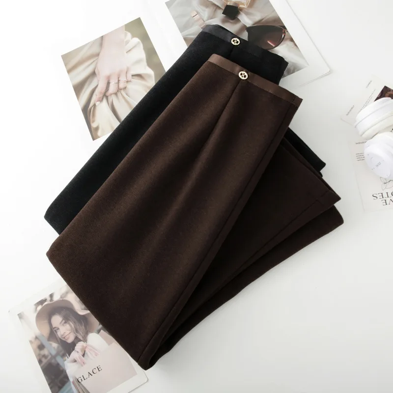 Коричневая женская юбка-миди трапециевидной формы, утягивающая, драпированная, облегающая юбка