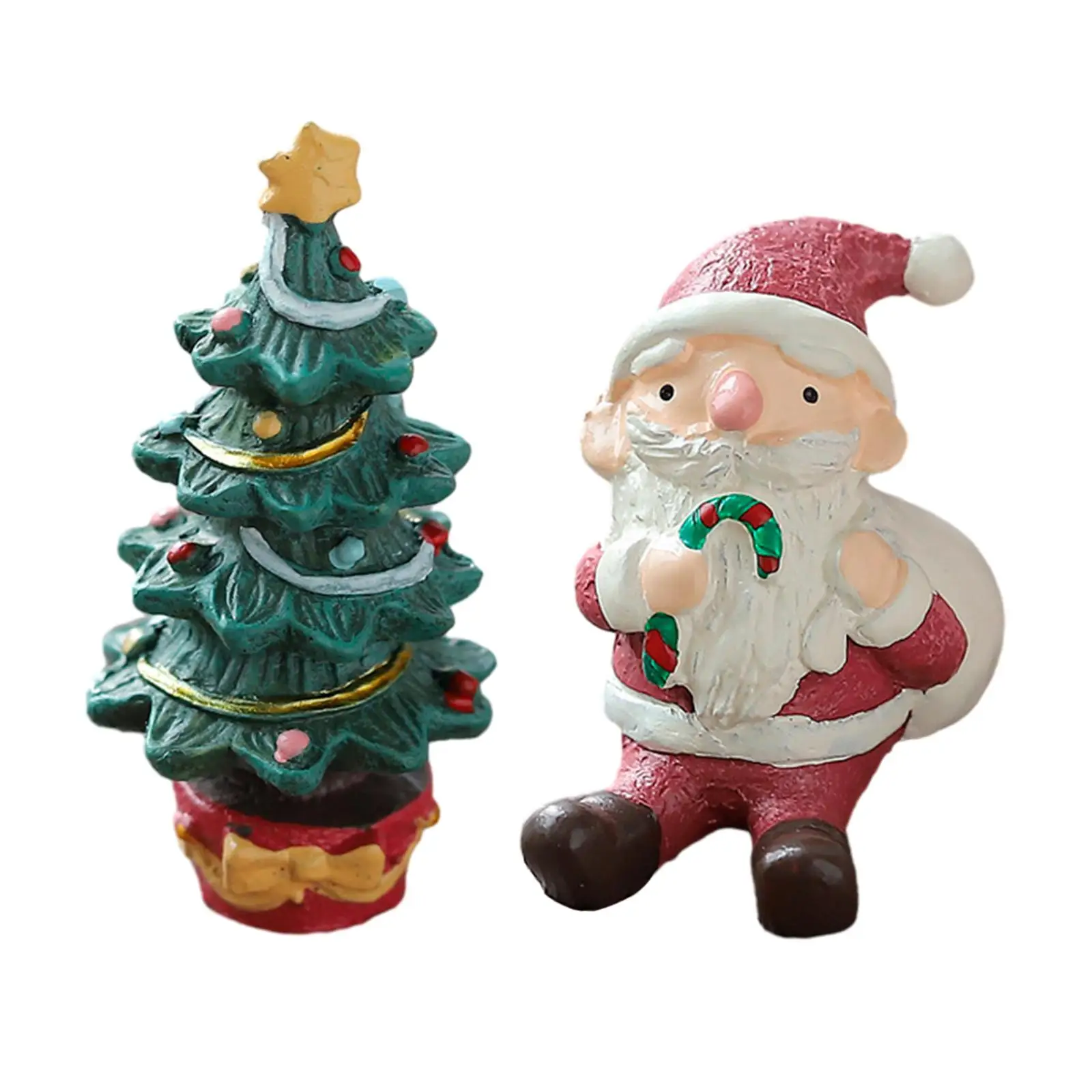 

Christmas Figurine Miniature Statue Adornment Sculpture Ornament for Cake Topper Landscaping Fairy Garden Tabletop Decoration