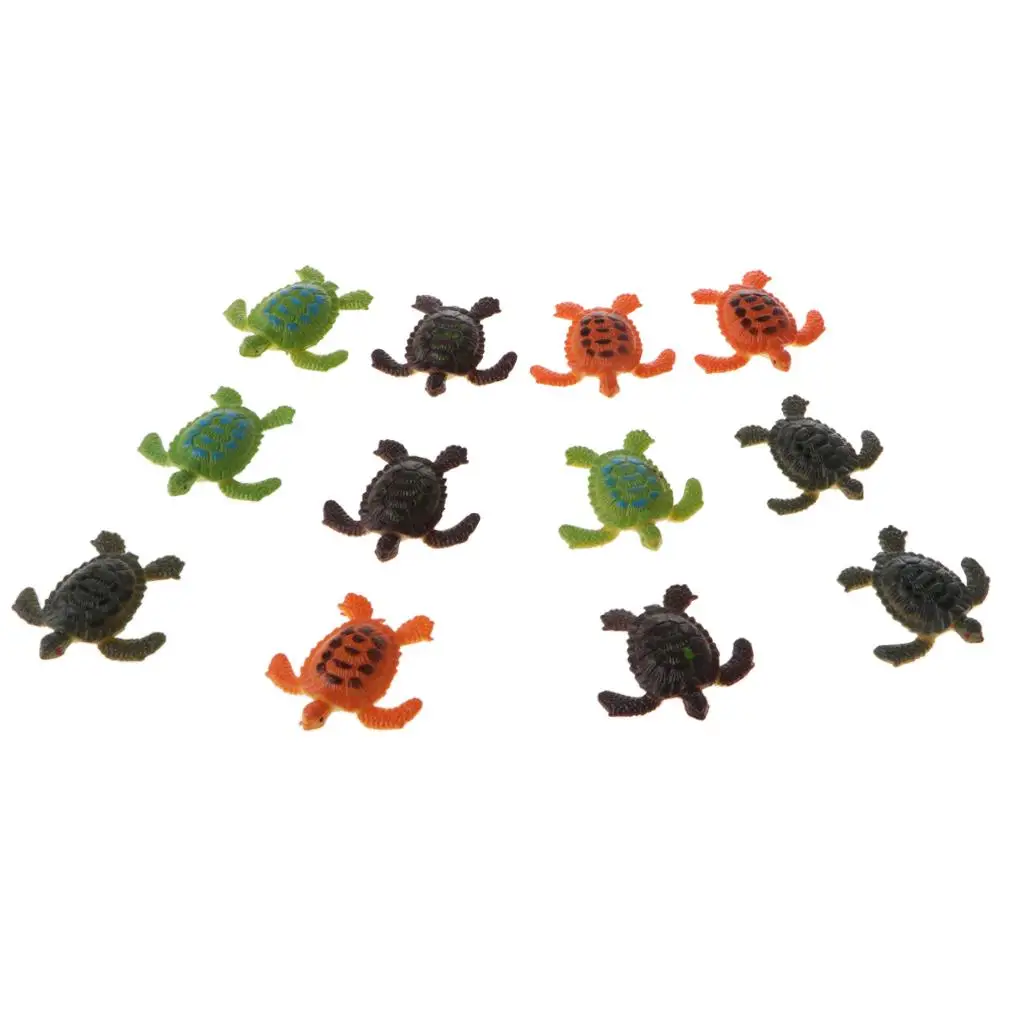 Pack Of 12 Plastic Turtles Figures - Assorted Toys Science Educational Toys