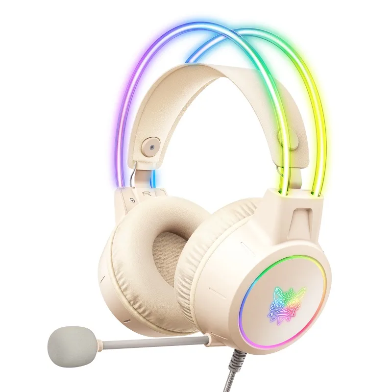 ONIKUMA X15 Pro Roze Kattenoren Gaming Headset Bedrade RGB Hoofdtelefoon 50MM Driver 3.5MM Stereo Geluid Flexibele Microfoon voor PC PS4 PS5 Xbox