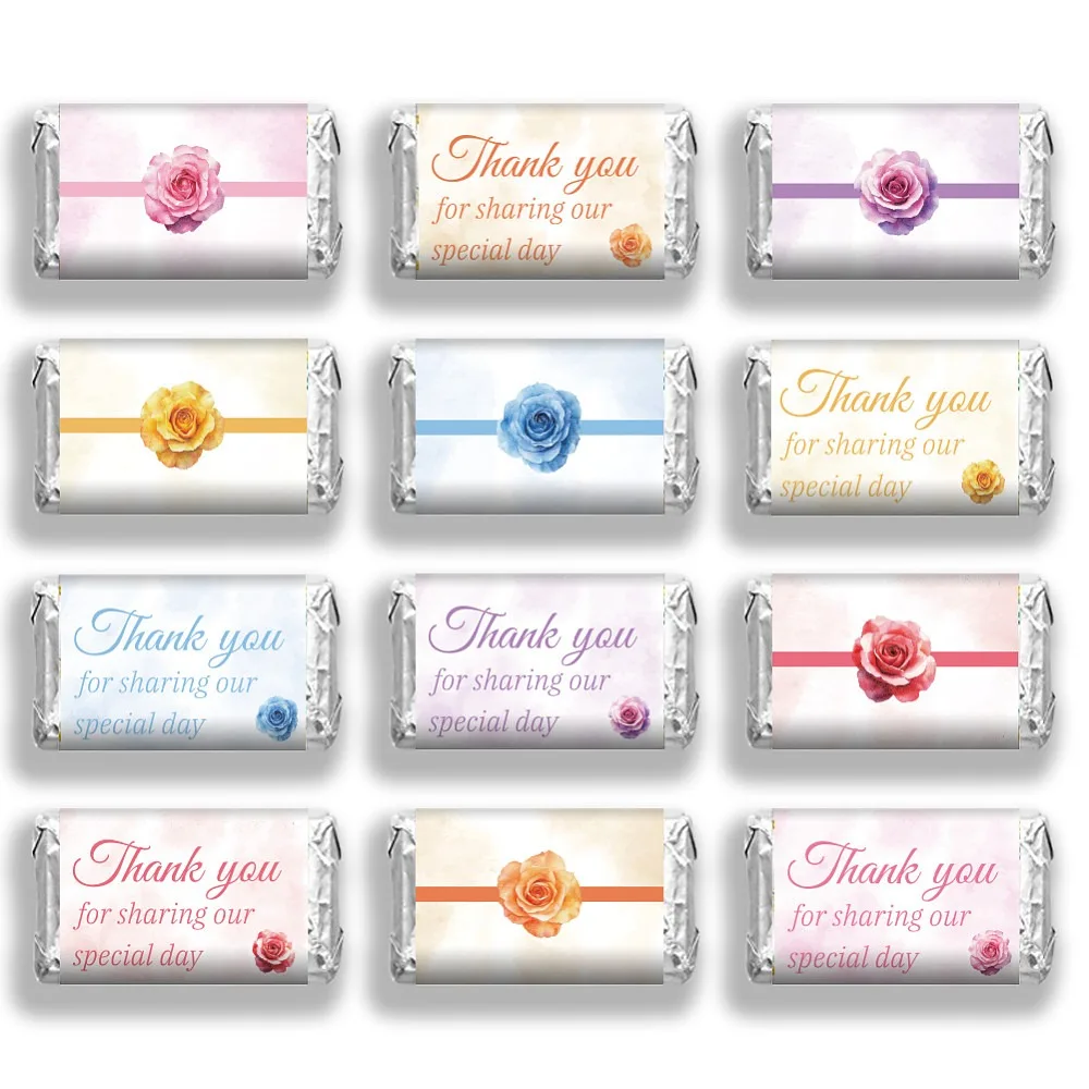 Leaf Paper Self Adhesive Mini Bar Wrappers Baby Shower Lable Stickers for Baby Boys Girls Shower Decor June Rose