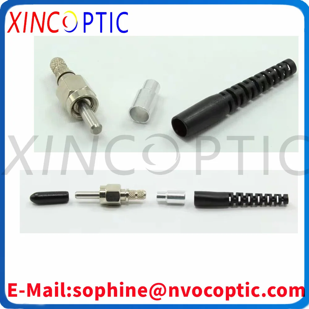 40Pcs 600~1000um MM SX 3.0mm SMA905 605um Hegaxon Metal Ferrule/Core Laser SMA Fiber Optic Connector with Plastic Boot