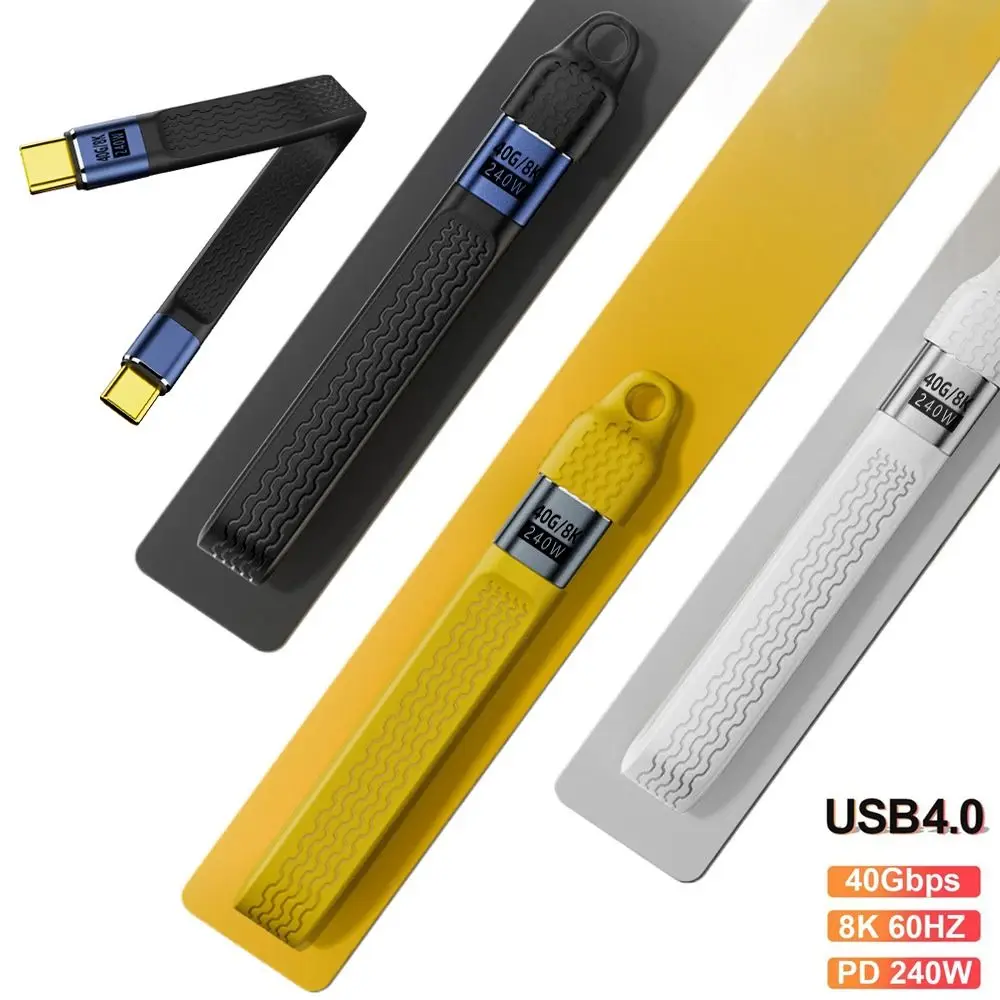 العالمي 40Gbps USB4 Type-C كابل PD 240 واط قصيرة USB-C كابل بيانات E-marker رقاقة مرنة لينة مجلس سلك إخراج الفيديو #3