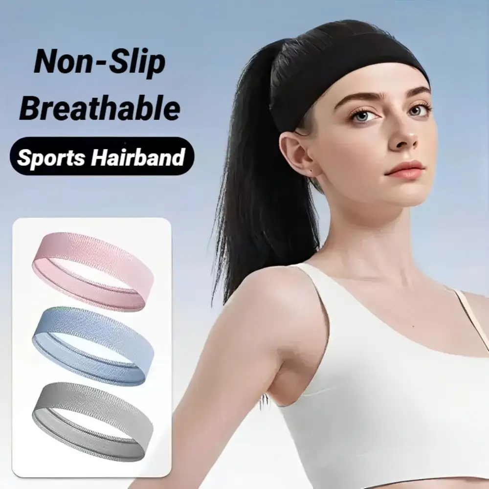 Silicone Seamless Elastic Sweatband Sweat Absorption Non Slip Sports Headband Moisture Wicking Hair Band Yoga Tennis Cycling