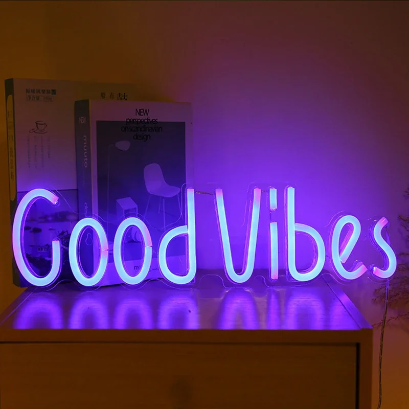 Good Vibes Neon Signs Neon Lights for Decor Light Lamp Bedroom Beer Bar Pub Hotel Party Game Room Wall Art Christmas Decoration