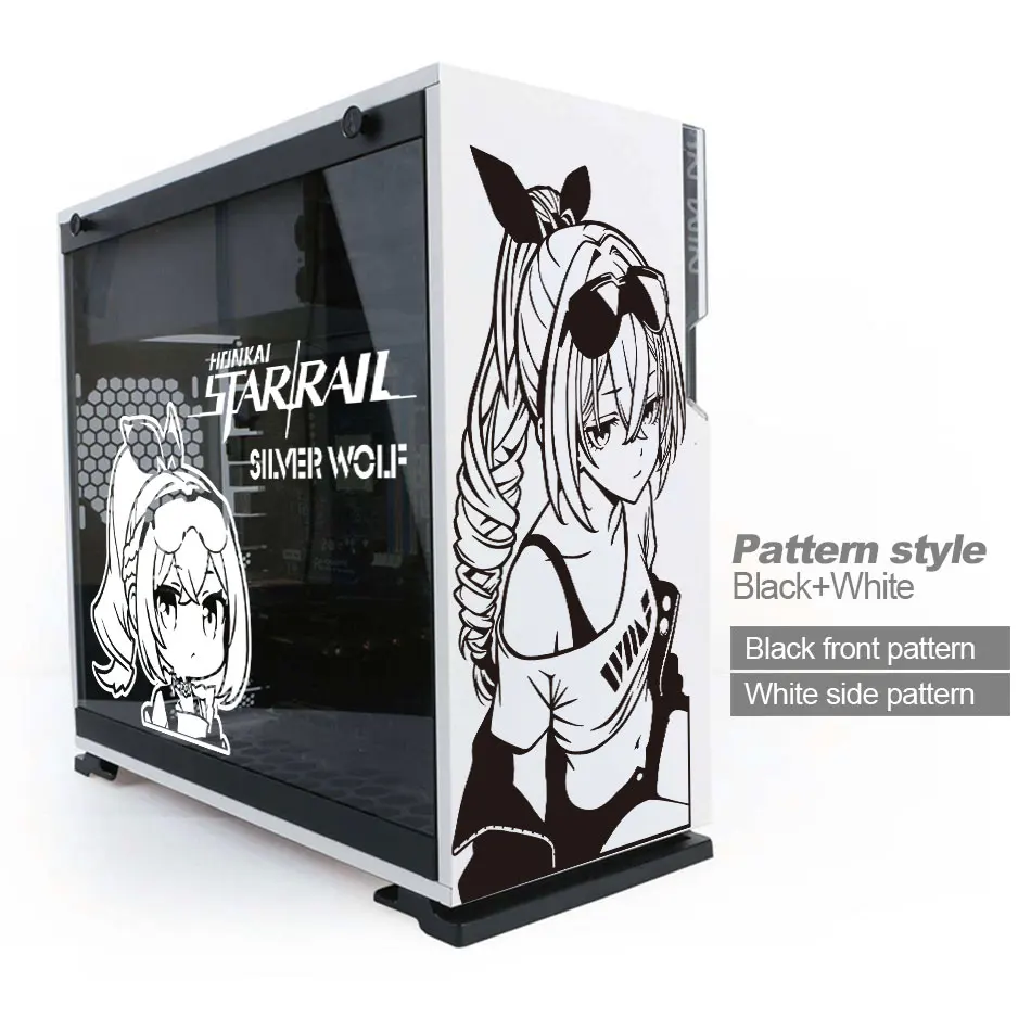 Silver Wolf Anime Stickers for PC Case,Star Rail Cartoon Decor Vinyl Decals for Atx Gaming Computer Chassis Skin,Waterproof