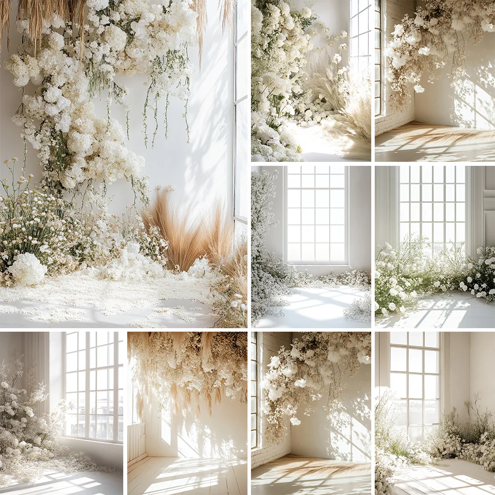 

Photography Background White Boho Floral Room Adult Birthday Wedding Maternity Art Portrait Decor Backdrop Photo Studio