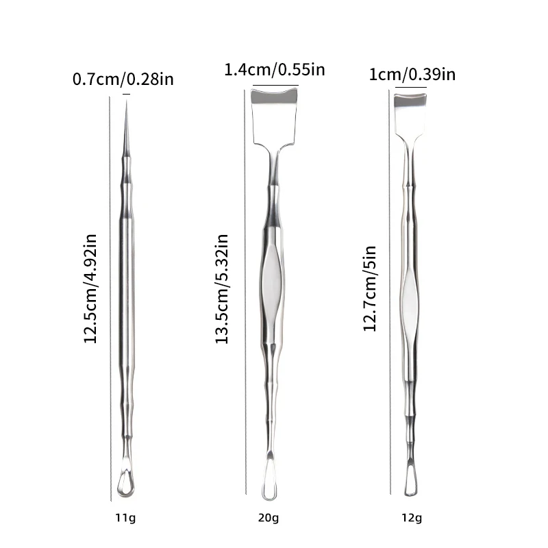 Double Head Stainless Steel Blackhead Shovel Pore Cleanser Acnes Removal Needle Professional Face Skin Care Clean Tool