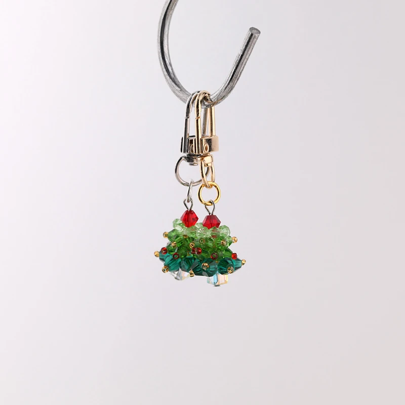 Hand-woven Color Clashing Christmas Tree Pendant Keychain Diy Phone Charm Bag Decoration Hanging Accessories