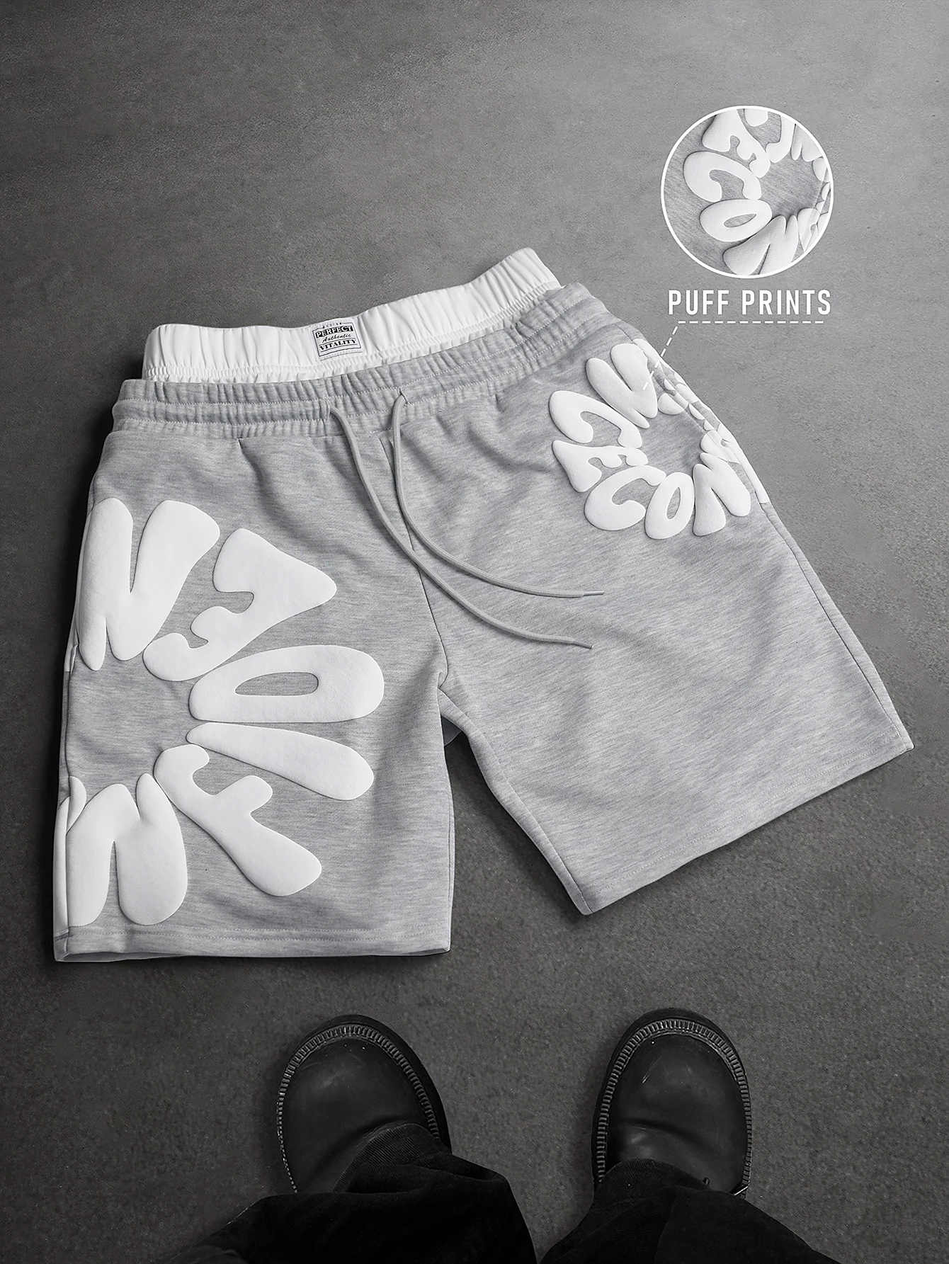 Men's Oversized Streetwear Shorts Brand 3D Puff Print Letter Graphic Polyester Gray Multi Color Casual Shorts S-2XL All Size 1Pc
