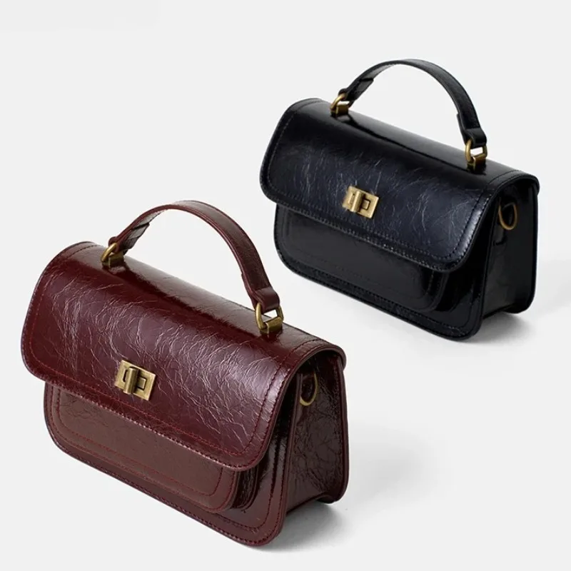 

Women's Genuine Cow Leather Shoulder Bags Ladies Fashion Versatile Designer Luxury Crossbody Bag Female Retro Handbags for lady
