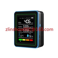 Home Smart Air Quality Monitor 5 in 1 TVOC Temperature Humidity Tuya Air Quality Monitor CO2 HCHO Meter- Multicolor