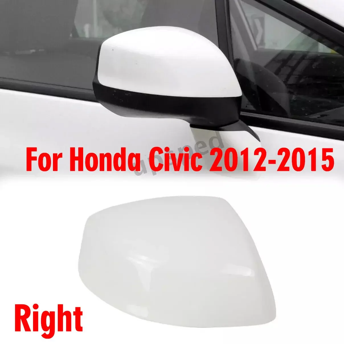 White Right Passenger Side Rearview Mirror Cap Cover For Honda Civic 2012-2015