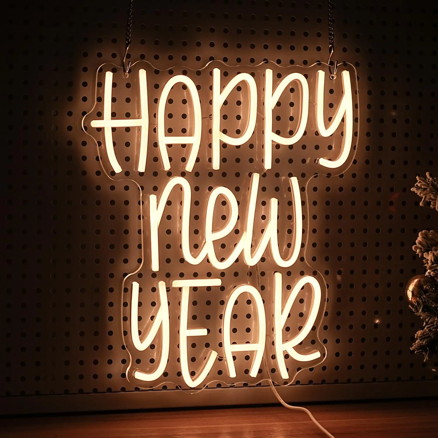 علامة نيون للعام الجديد السعيد للديكور، ضوء LED للمنزل، حفلة رأس السنة الجديدة، ديكور جو السنة الجديدة الداخلي