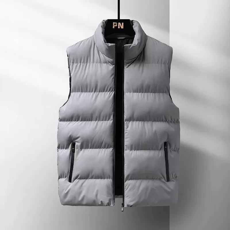 Loose Fit down Vest 2026 New Style Men's Spring Autumn Workwear Zipper Closure Polyester Fiber Youthful Style Wear-resistant