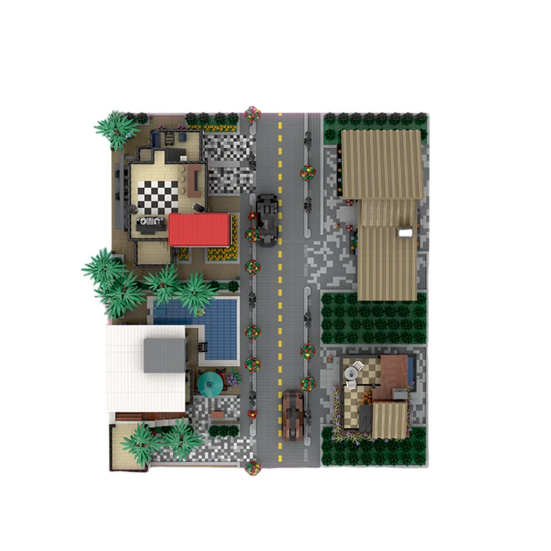11629 قطعة 1 حزمة منازل مخصصة حديثة عالية التقنية MOC مع عناصر المنزل الذكي واجهات زجاجية التعليم اللبنات هدية #2