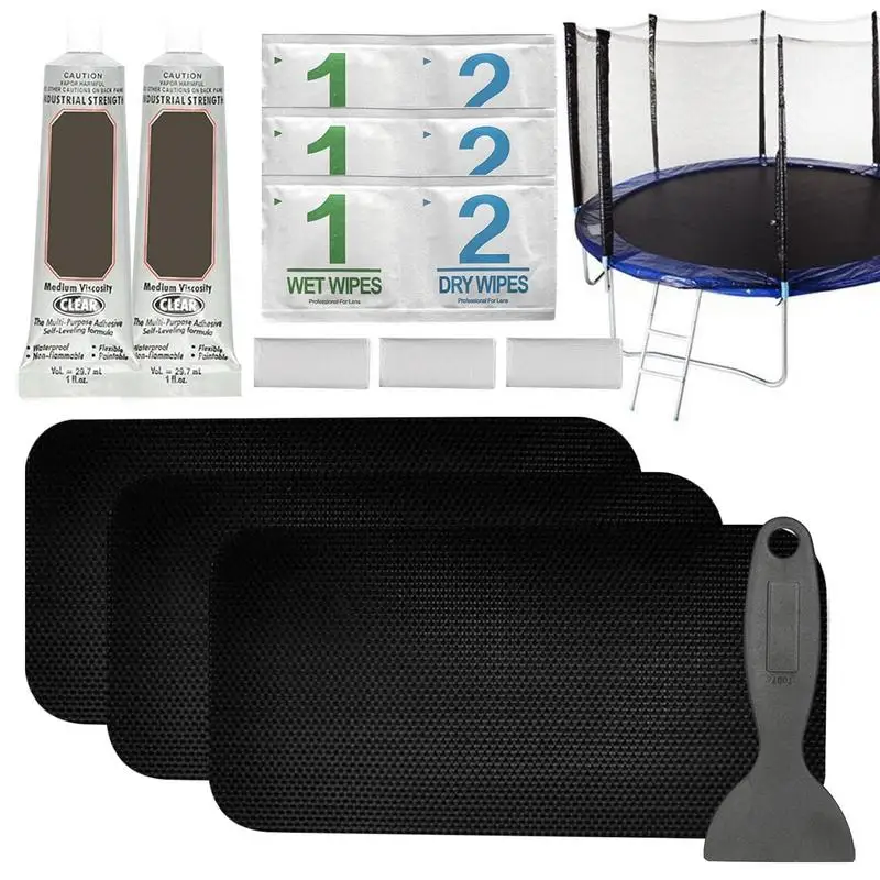 12pc Trampoline Patch Repair Kit Rectangular Large Size Trampoline Mat Repair Set For Tear Or Hole Fixing Wear-resistant