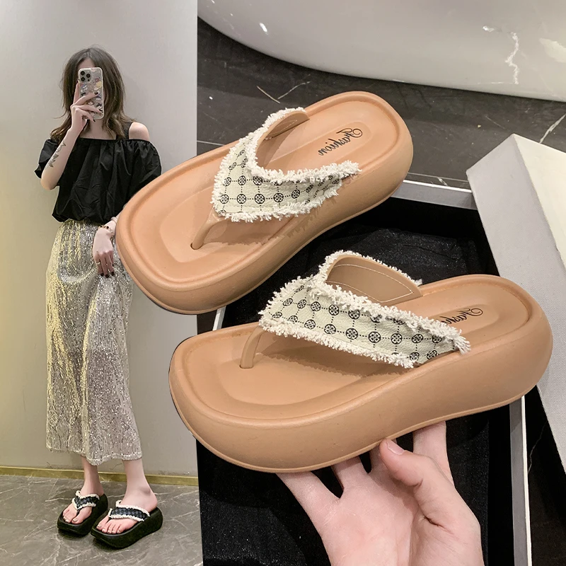 

Summer Women Platform Flip Flops Slippers High Heel Sandals Flip-flops Pumps EVA Wedge Shoes Outside Casual Zapatillas De Mujer