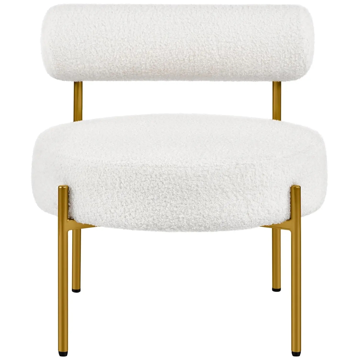 

Modern Vanity Chair, Boucle Fabric Accent Chair with Gold Metal Legs for Living Room Makeup Room, White, Customized
