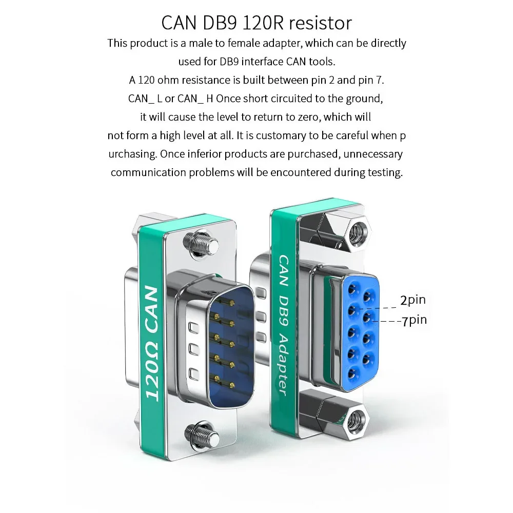 1PCS CAN Bus Terminal Resistance Terminator DB9 RS323 COM Serial Male to Female Connector Adatper with 120ohm Resistance